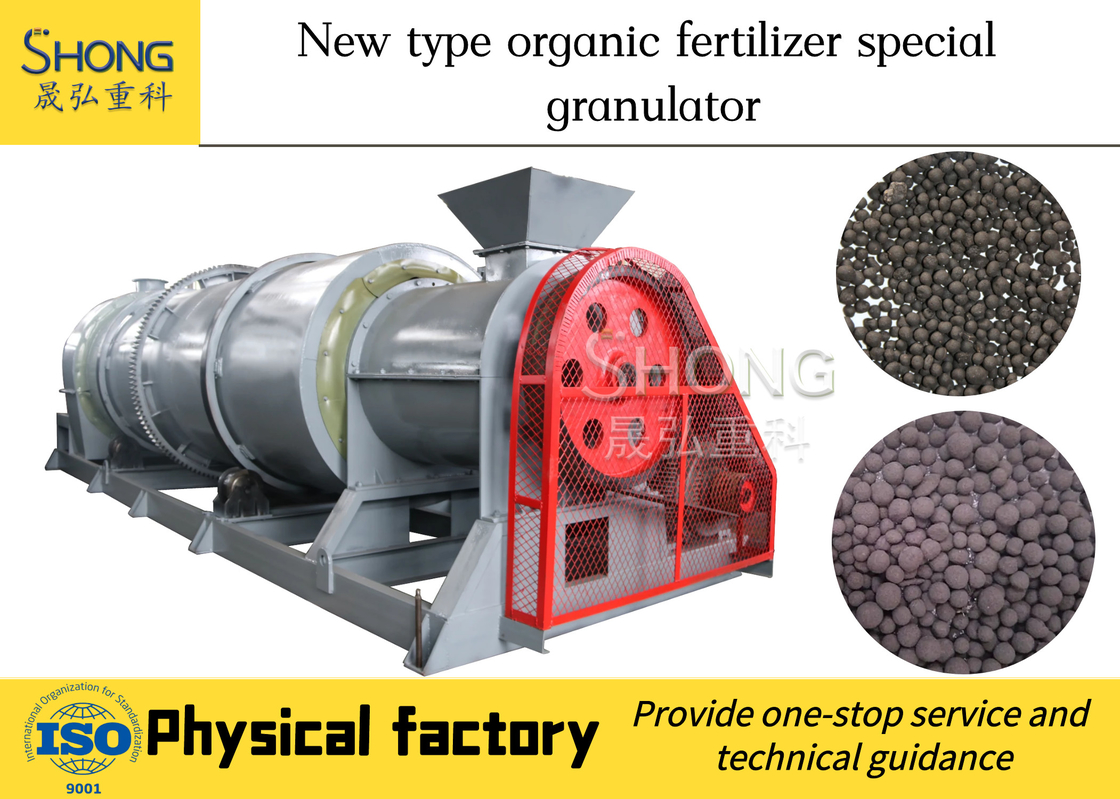 Granulator voor het roeren van tandtrommel voor continue granulatie met een stuwkast en granulatie van organisch materiaal
