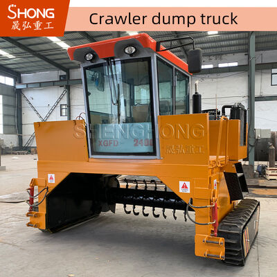Hydraulische crawler-turner met volledig hydraulisch besturingssysteem en geïntegreerde verpletteringsfunctie voor het draaien van organische mest