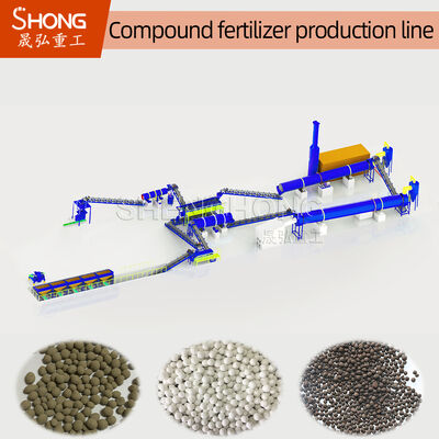 Productielijn voor samengestelde meststoffen met roterende trommelgranulatiemachine voor korrelgrootte van 3-8 mm en hoge korrelsterkte